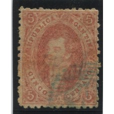 ARGENTINA 1864 GJ 19 RIVADAVIA ESTAMPILLA DE 1ra TIRADA U$ 30